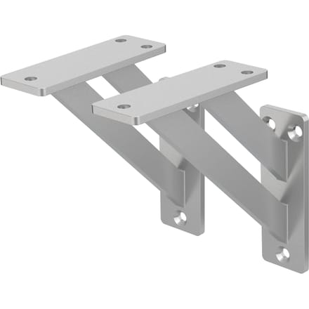 Wandhouder Plankhouder set van 2 120 x 120 mm zilver aluminium ML design