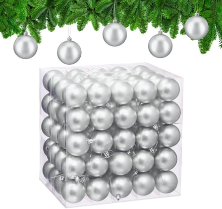 kerstballen set van 100 - Ø 6 cm - mat - kunststof - zilver