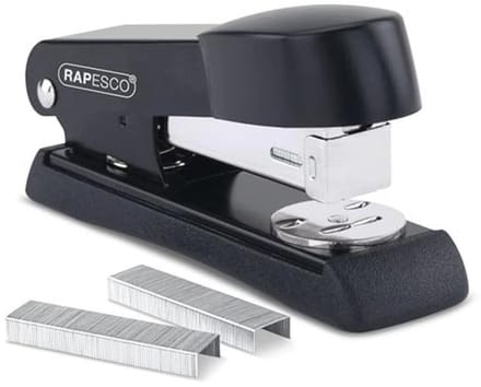 Minno Stapler - Compact and Durable Desk Stapler, Capacity 20 Sheets, Black