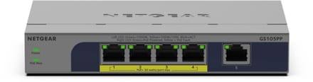 NETGEAR GS105PP - Netwerk Switch - Unmanaged - 1 Gpbs - 5 poorten