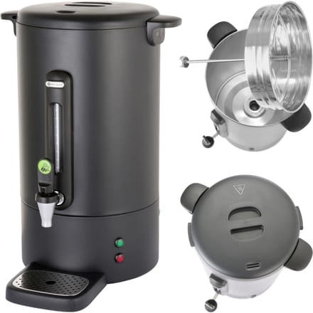 HENDI Percolator – 14L – matzwart – non-drip kraan – waterniveau-indicator – warmhoudfunctie