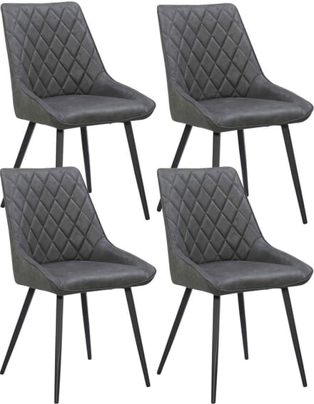 Colenis® - Nordi Eetkamerstoel - Set Van 4 - Antraciet - Microfiber - Microvezel - Zonder armleuning