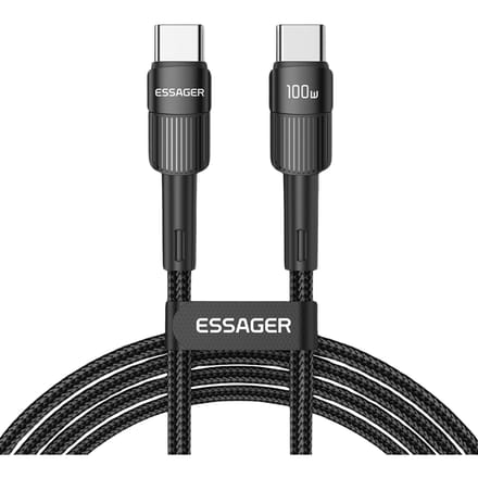 Essager Power Delivery Gewoven Oplaad en Datakabel USB-C naar USB-C Zwart 3m