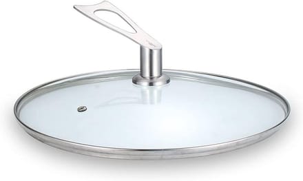 Pannendeksel Glas - Universeel Deksel - Koken en Sudderen - Met RVS Rand - 28 cm - Helder