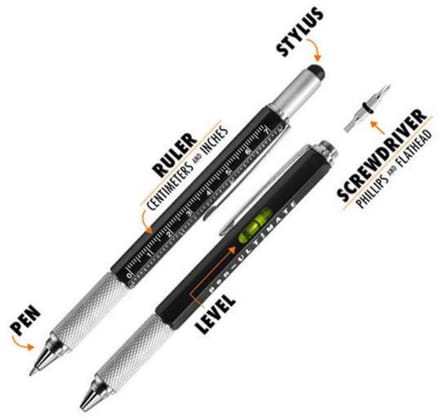 6 in 1 Multitool pen – zwart