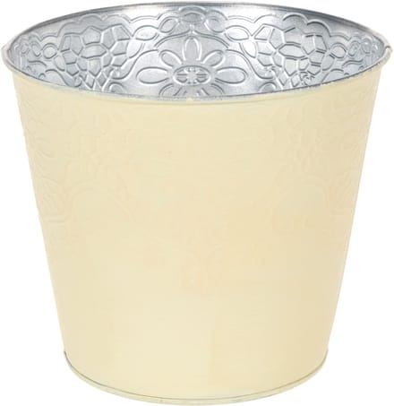 Metalen plantenbak, pastelgeel, Ø16cm H14cm