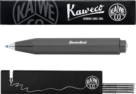 Kaweco - Balpen - Skyline Sport - Grey (Grijs) - Met doosje Balpenvullingen MEDIUM Zwart