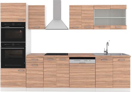 Vicco R-Line Complete keukeneenheid – 300 cm met hoge kast, WB Eik Sonoma/Wit