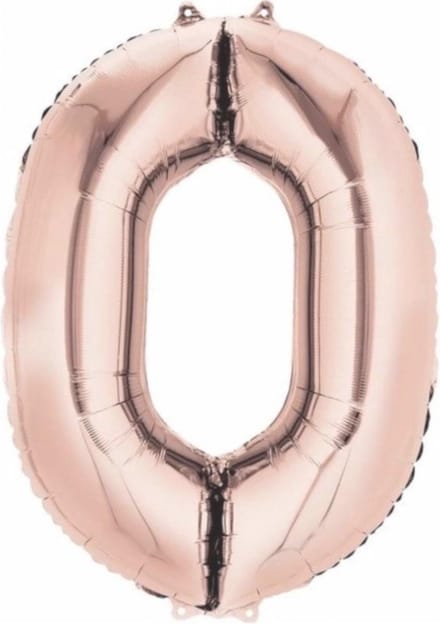 Ballon Cijfer 0 Jaar Roségoud 36Cm Verjaardag Feestversiering Met Rietje