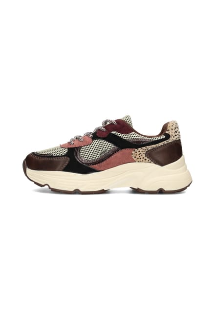 POSH by Poelman ANGY Dames Sneakers - Bordeaux met taupe combi