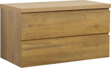 Badplaats Wastafelkast Angela 90 x 48 cm – Eiken – Hangend Wastafelmeubel Met Bovenblad