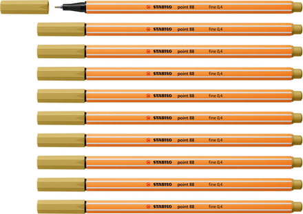 STABILO point 88 - Premium Fineliner - Fine 0,4 mm – Khaki– Doos 10 stuks