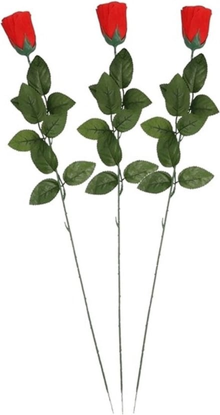 3x Rode Rosa/roos kunstbloem 60 cm - Kunstrozen - Kunstbloemen boeketten rozen rood