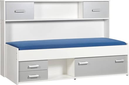 BEUK Bedframe Incl 2 Schuifdeuren Aluminium - Wit - Effen