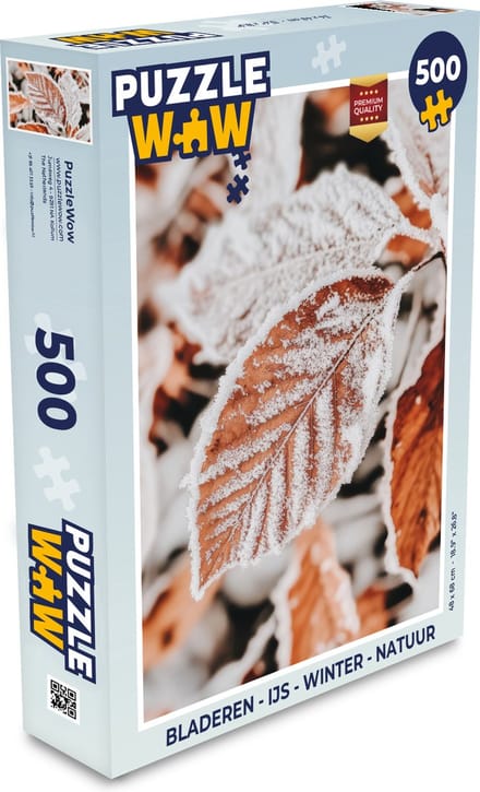 Puzzel Bladeren - IJs - Winter - Natuur - Legpuzzel - Puzzel 500 stukjes