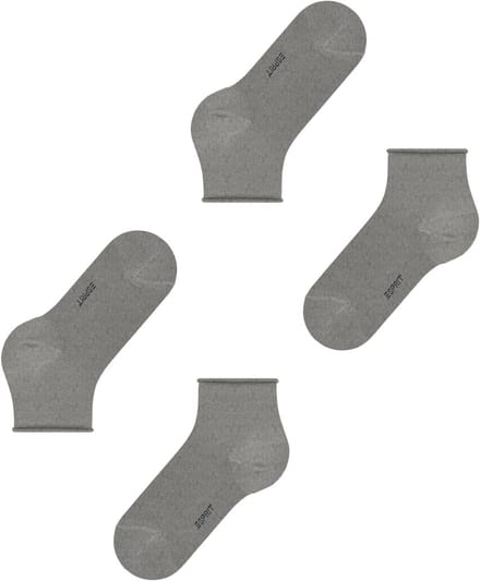 Esprit Basic Pure 2-Pack drukvrije rolrand katoen multipack sokken dames grijs - maat 39-42