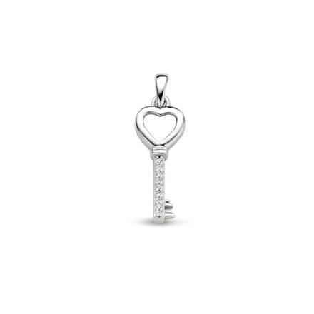 Zilver Gerhodineerde Hanger sleutel zirkonia 1333975