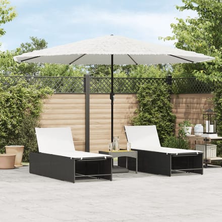 vidaXL - Parasol - met - stalen - paal - 388x388x248 - cm - wit