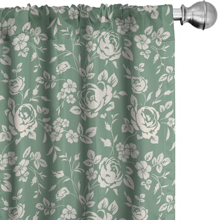 ABAKUHAUS Bloemen Gordijnen – 2x Panelen 75x245 cm – Microfaser