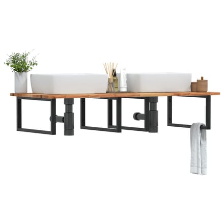 vidaXL - Badkamer - wandschap - staal - en - massief - acaciahout