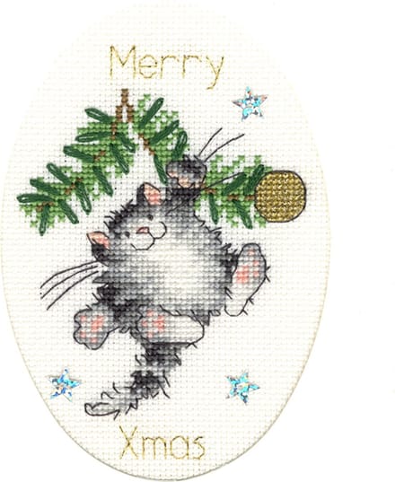 Borduurpakket kerstkaart Swing into Xmas - Bothy Threads