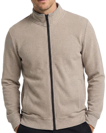 CASA MODA comfort fit sweatvest - beige - zwart