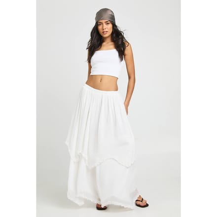boohoo Dames Chiffon gelaagde maxi-rok met ruches | Ivoor | Maat: 38