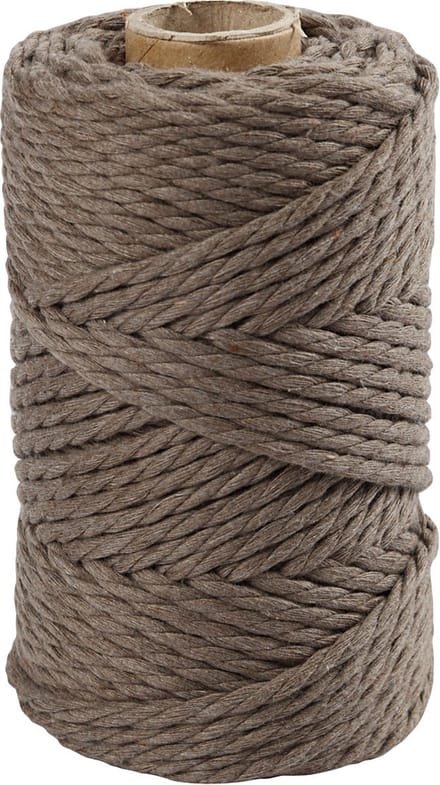Macramé koord, L: 55 M, d 4 mm, lichtbruin, 330 gr/ 1 rol