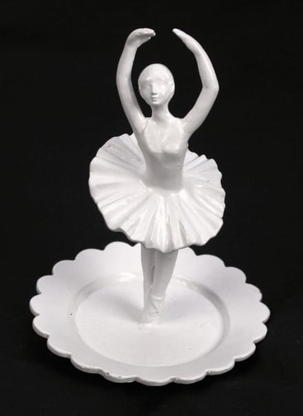 Sierschaaltje Ballerina wit metaal Ø10xH14cm
