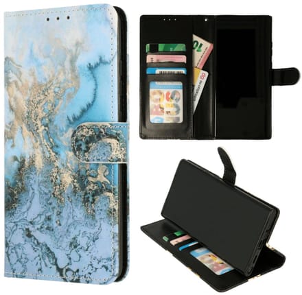 Cityhoesje– Bookcase - Geschikt voor – Samsung A17-A26 - Marmer Blauw