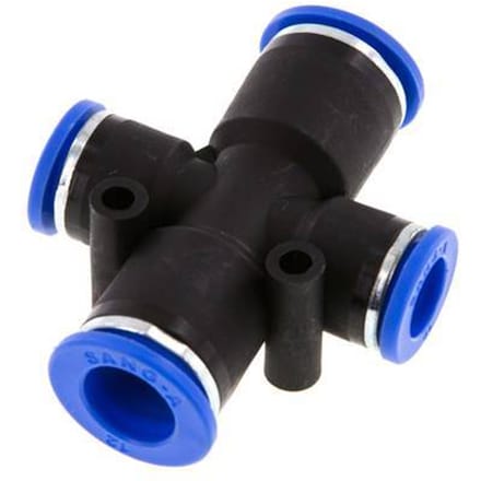 10mm x 12mm Cross PA 66 Insteekfitting 2 Aansluitingen NBR
