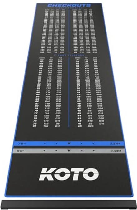 Dartmat met Checkout en Oche - 285 x 80cm voor optimale bescherming