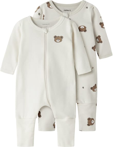 NAME IT - NBNNIGHTSUIT 2P ZIP FF PUMICE BEAR NOOS - Baby - Pyjamas