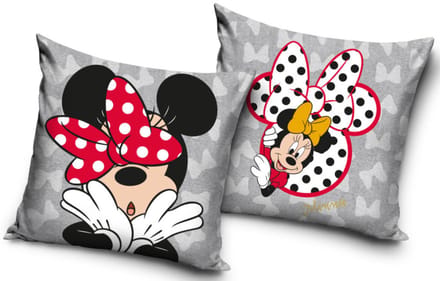 Disney Minnie Mouse Kussenhoes – 40x40 cm – Zacht Fluweel – Grijs – Kussensloop