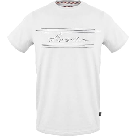 Aquascutum Heren Script Crew Hals T-shirt (Wit)