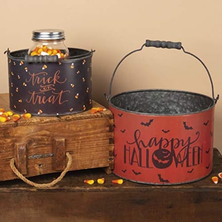 Halloween Emmers Set van 2 - Metalen Emmers voor Trick or Treat