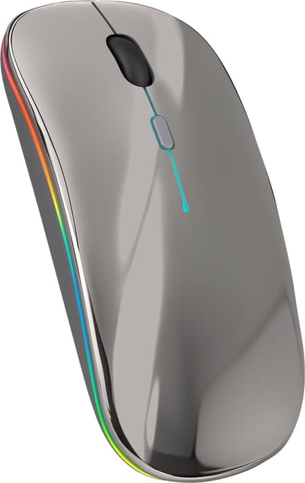 Nuvance Draadloze Muis LED - Bluetooth - Stil - Laptop & Gaming - Draadloos - Computermuis - Links & Rechtshandig - Grijs
