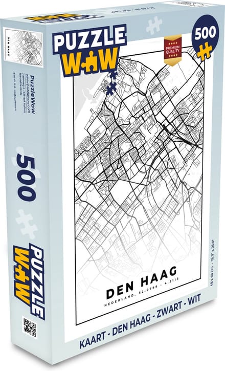 Puzzel Kaart - Den Haag - Zwart - Wit - Legpuzzel - Puzzel 500 stukjes