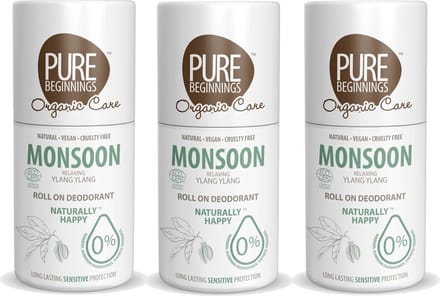 Pure Beginnings - Roll on deodorant - Monsoon - Relaxing Ylang Ylang - 75ml - 3 Pak