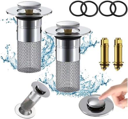 EXCITAT Gootsteenplug - Gootsteenzeef - Duurzaam - Multifunctioneel - Badkamer - 2-pack