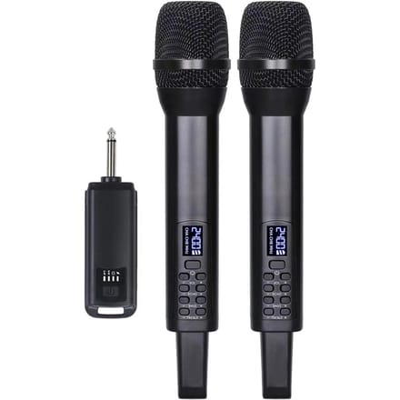 Draadloos Microfoonsysteem met Handmicrofoon Professionele Dynamische Microfoons voor Thuisbioscopen 1 Receiver and 2 Microphone zwart