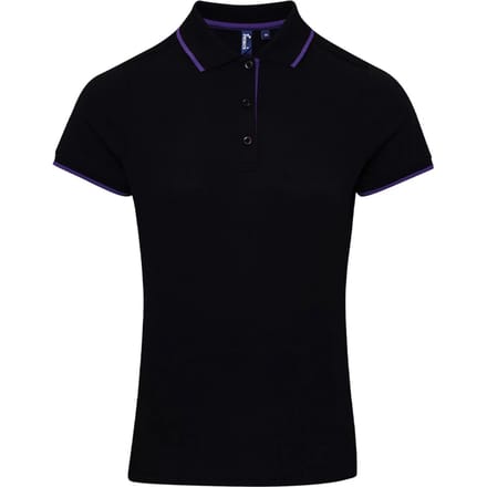 Premier Dames/Dames Coolchecker Contrast Piqué Poloshirt (Zwart/Paars)