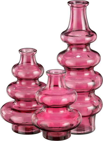 Bloemenvaas Sira - 3x - transparant glas - roze - 3 maten - vaas - sierlijk model