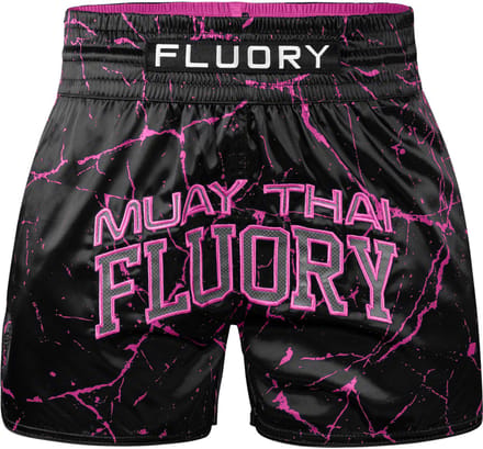 Fluory Muay Thai Kickboks Short Zwart Marmer Roze - M