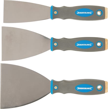 Silverline Plamuurmessen set - Roestbestendig staal - Soft-grip handvat - 3-delig - 50, 75, 100 mm