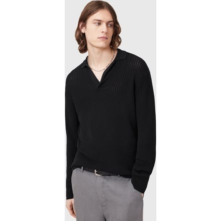 AllSaints Thoma Ls Polo Black Größe: XL | Poloshirts Outlet | Herren | Schwarz