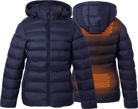 Verwarmde gewatteerde jas - Slim fit voor dames - Met verstelbare kap - Rapid power technologie - blauw