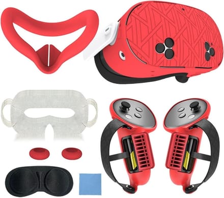 Beschermhoes Set - VR Accessoires - VR Gaming - 7-in-1 Set - 17.5 x 10 x 7.5 cm - Rood