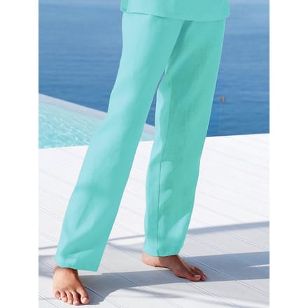 Broek 100% linnen Van Peter Hahn blauw