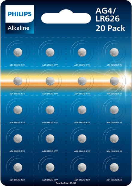 Philips Alkaline - Knoopcel batterijen - LR626 (AG4) - 1.5V - 20 stuks